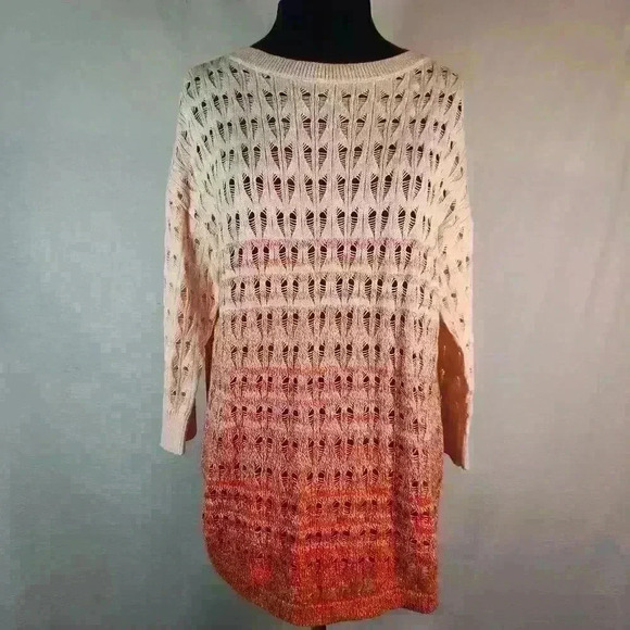 Woolrich Small (to Medium) Open Weave Long Sleeve Wide Neck Orange Ombre Sweater - Picture 1 of 10